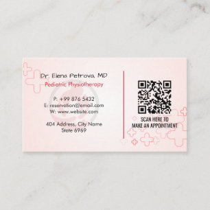 Pediatric Therapy Business   Light Red Business Card