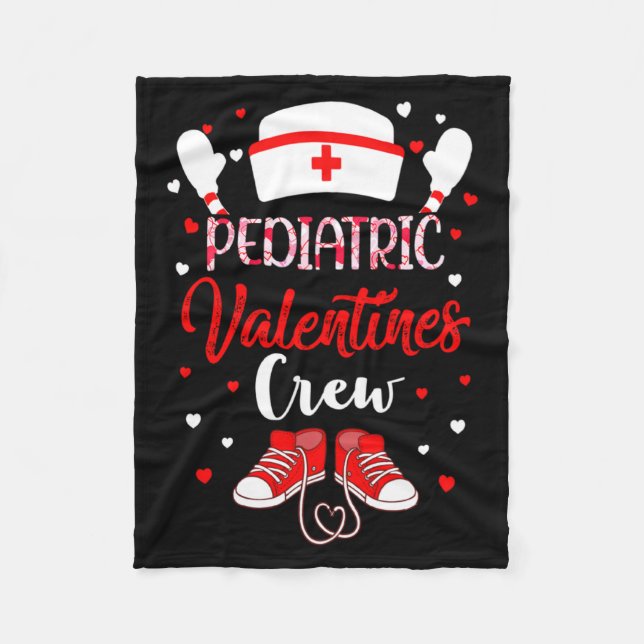 Pediatric Valentines Day Nurse Crew Family Group N Fleece Blanket (Front)