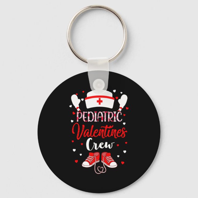 Pediatric Valentines Day Nurse Crew Family Group N Key Ring (Front)