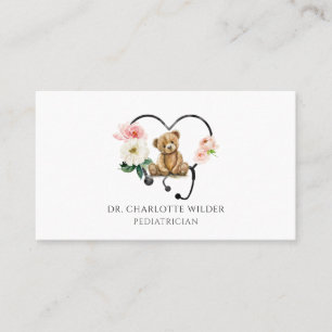 Pediatrician Floral Stethoscope Appointment Card