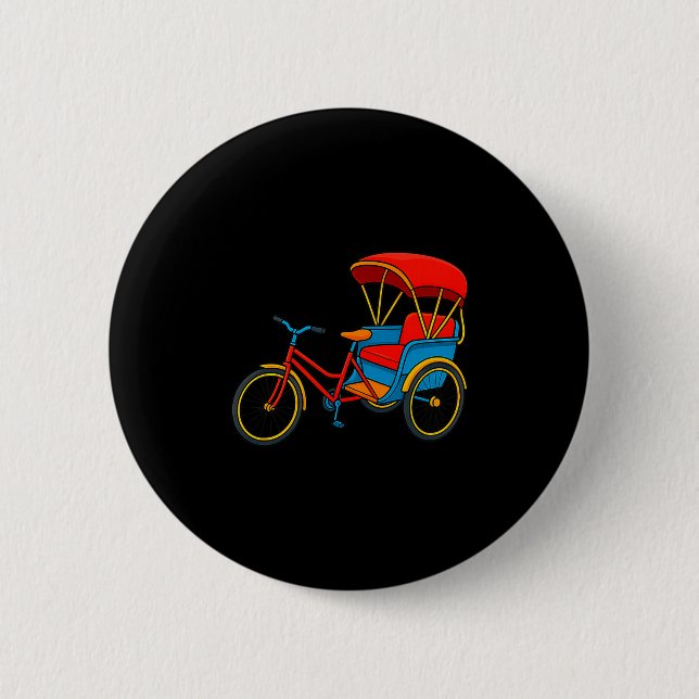 Pedicab Cycle Rickshaw Bike Taxi Premium Tri-blend 6 Cm Round Badge (Front)