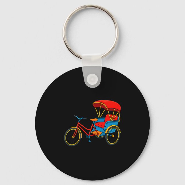 Pedicab Cycle Rickshaw Bike Taxi Premium Tri-blend Key Ring (Front)