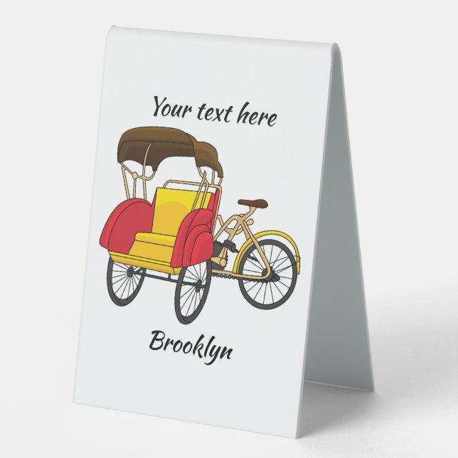 Pedicab rickshaw cartoon illustration (Front)