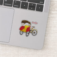 Pedicab rickshaw cartoon illustration