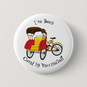 Pedicab rickshaw cartoon illustration 6 cm round badge