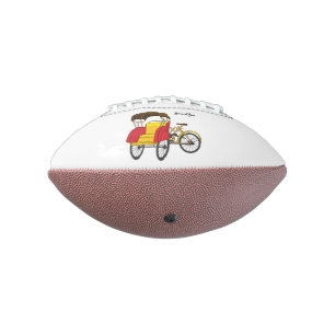 Pedicab rickshaw cartoon illustration american football
