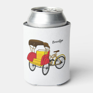 Pedicab rickshaw cartoon illustration can cooler