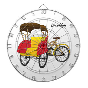 Pedicab rickshaw cartoon illustration dartboard