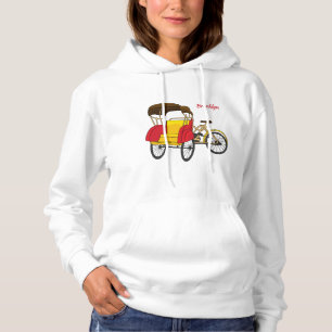 Pedicab rickshaw cartoon illustration hoodie