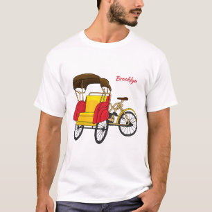 Pedicab rickshaw cartoon illustration T-Shirt