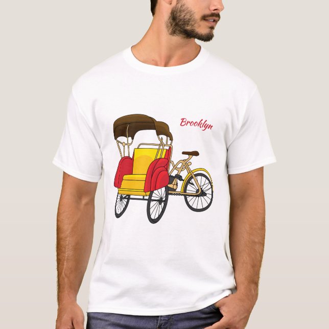 Pedicab rickshaw cartoon illustration  T-Shirt (Front)