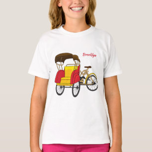 Pedicab rickshaw cartoon illustration T-Shirt