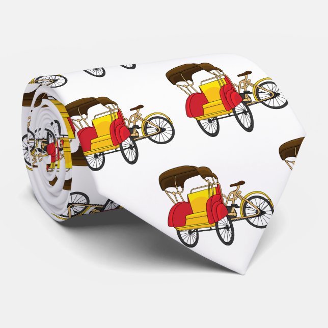 Pedicab rickshaw cartoon illustration  tie (Rolled)