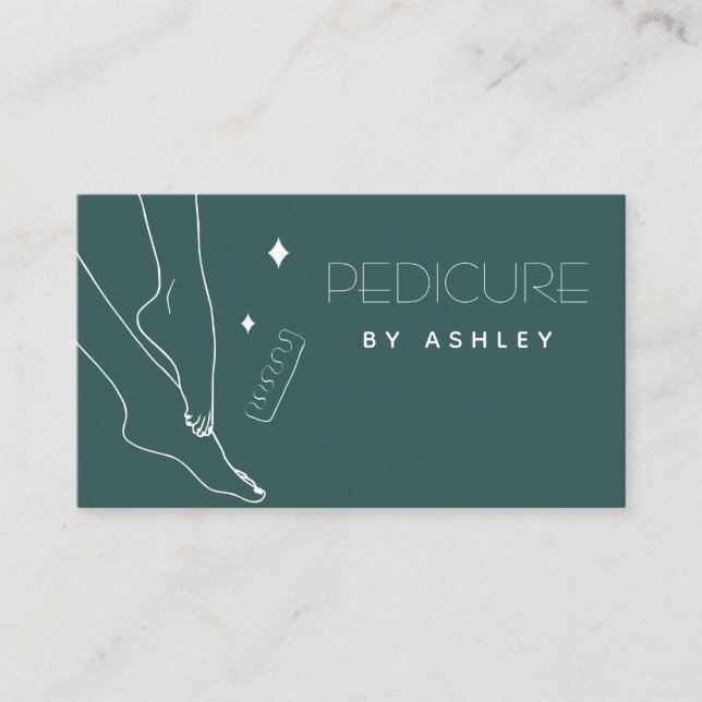 Pedicure Elegant Feet & Sparkle Simple Minimal  Business Card (Front)