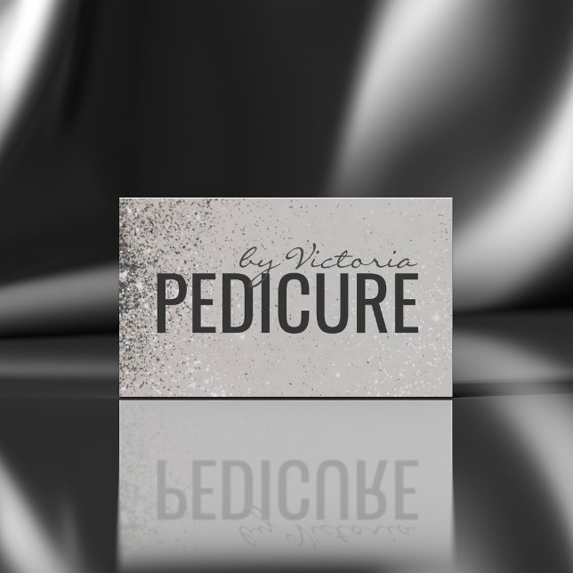 Pedicure Nail Design Grey Glitter Dusts Business Card (Perfect for business)