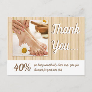 Pedicure Nail Peducurist Bamboo Stripes Thank U Postcard