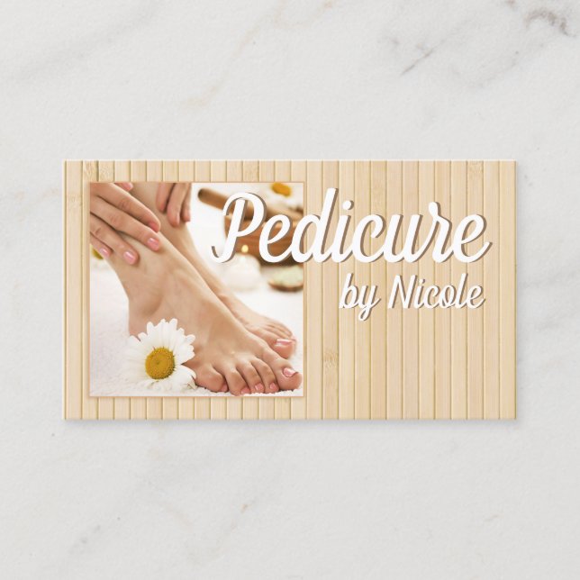 Pedicure Nail Peducurist Feet Spa Bamboo Stripes Business Card (Front)