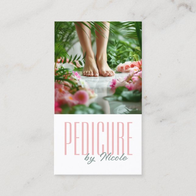 Pedicure Nail Peducurist Feet Spa Rose Blossom Business Card (Front)