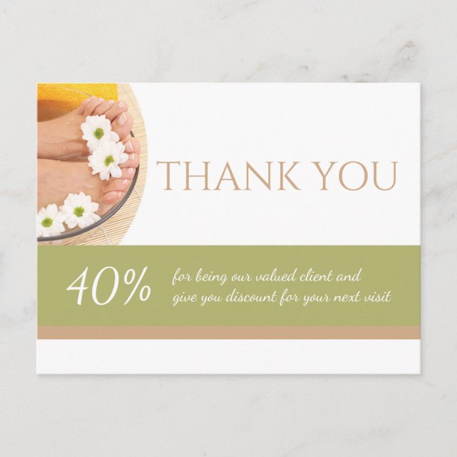 Pedicure Nail Peducurist Spa Salon Thank U Coupon Postcard (Front)
