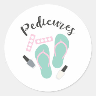Pedicure Nail Salon Flip Flops Classic Round Sticker