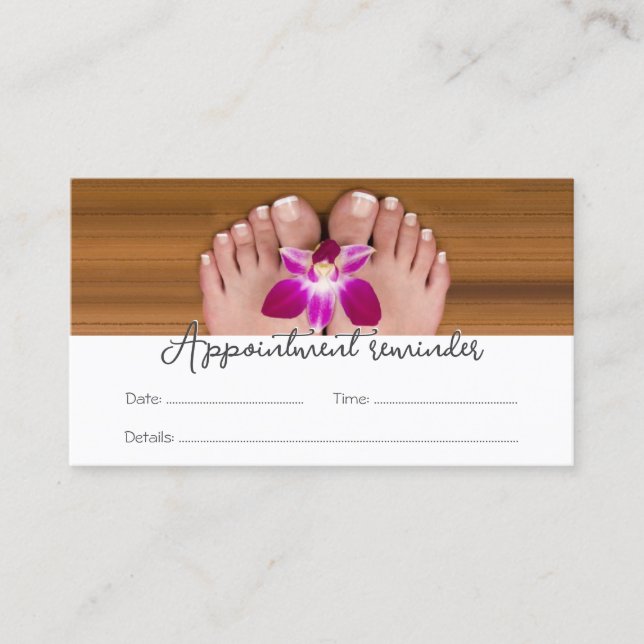 Pedicure Nail Salon Next Visit Reminder Card (Front)