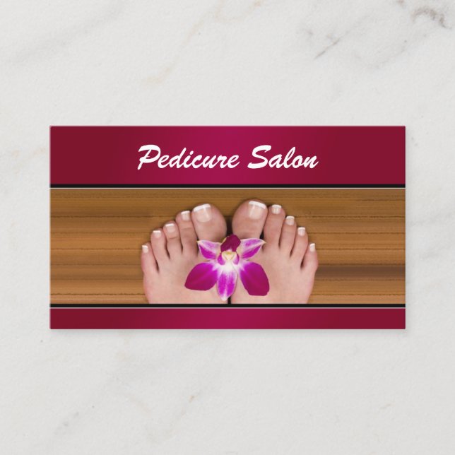 Pedicure Nail Salon Pink Flower Business Card (Front)