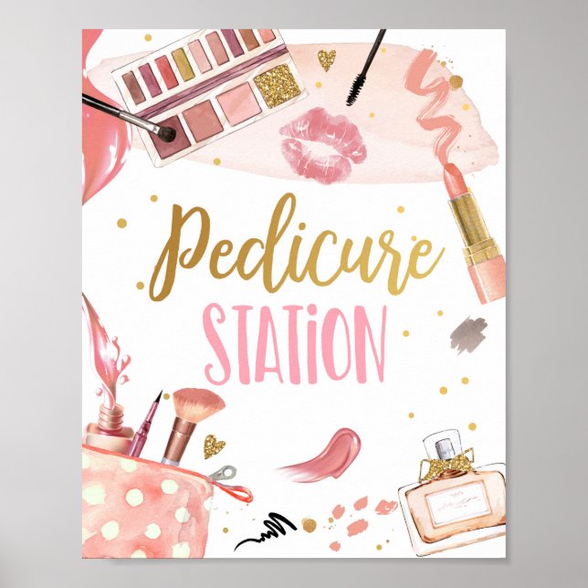 Pedicure Station Spa Party Makeup Glamour Birthday Poster (Front)