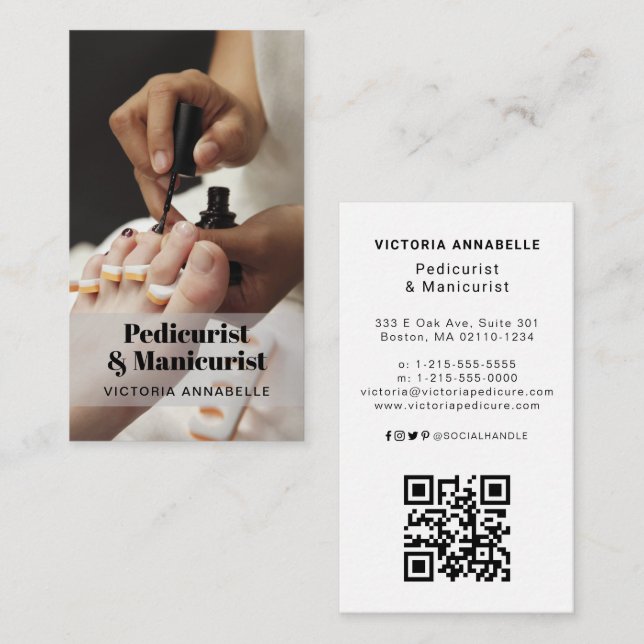 Pedicurist Photo QR Code Business Card (Front/Back)