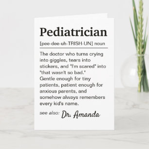Pediiatrician Definition Personalised Thank You Card