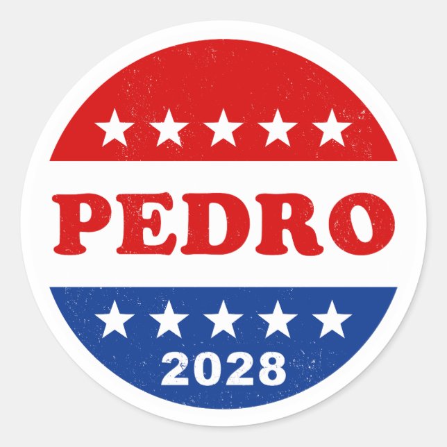 Pedro 2028 Retro Red White Blue Campaign Button Classic Round Sticker (Front)