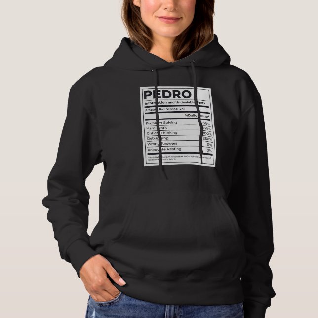 Pedro Nutrition Information  Problem Solving Hard  Hoodie (Front)
