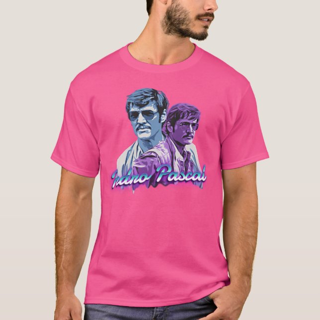 Pedro Pascal - Retrowave Fan Art T-Shirt (Front)