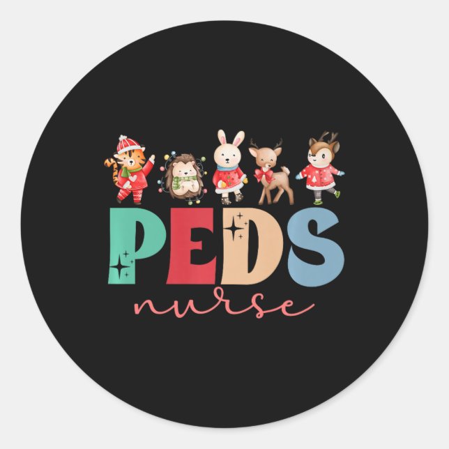 Peds Nurse Christmas Paediatrics Nurse Xmas Party  Classic Round Sticker (Front)