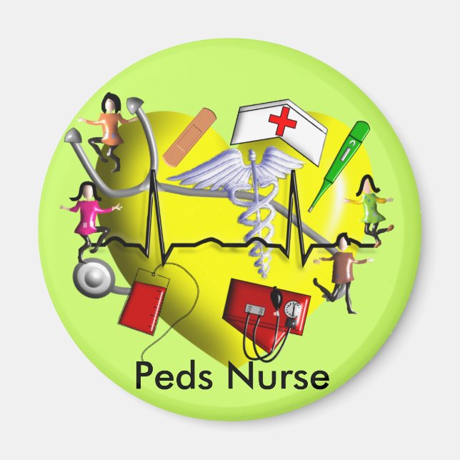 Peds Nurse Gifts-Adorable 3D Graphic ARt Magnet (Front)