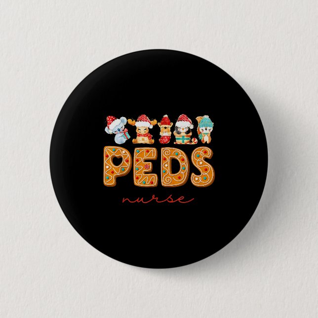 Peds Nurse Gingerbread Christmas Pediatric Nurse H 6 Cm Round Badge (Front)