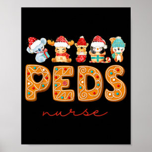 Peds Nurse Gingerbread Christmas Pediatric Nurse H Poster