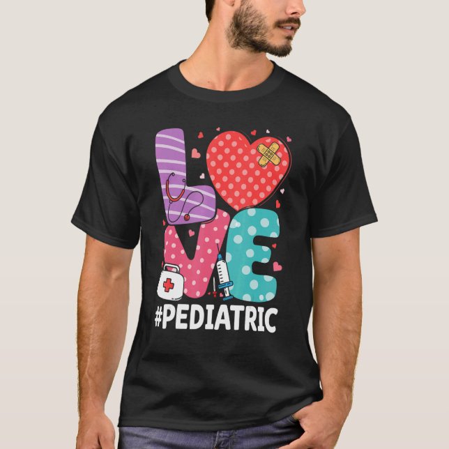 Peds Nurse Heart Stethoscope Pediatric Nursing Nov T-Shirt (Front)