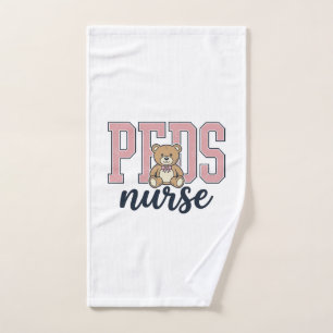 Peds Nurse Teddy Bear Vintage Shirt Design_1 Hand Towel