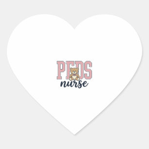 Peds Nurse Teddy Bear Vintage Shirt Design_1 Heart Sticker