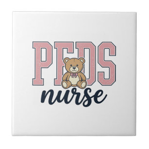 Peds Nurse Teddy Bear Vintage Shirt Design_1 Tile