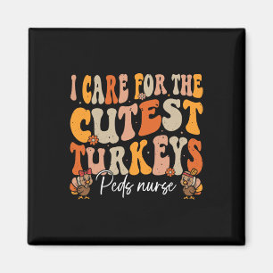 Peds Nurse Thanksgiving Cutest Turkeys Retro Fall Magnet