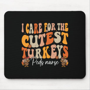 Peds Nurse Thanksgiving Cutest Turkeys Retro Fall  Mouse Mat