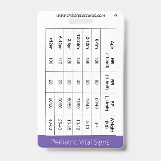 Peds Vital Signs/Crashing Neonate Badge ID Badge
