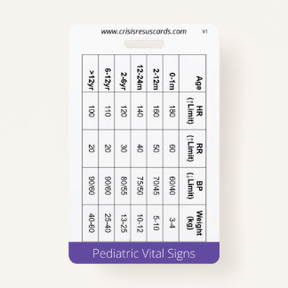 Peds Vital Signs/Crashing Neonate Badge ID Badge