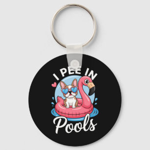 Pee In Pools Cute Dog Funny Jokes Sarcastic Summer Key Ring