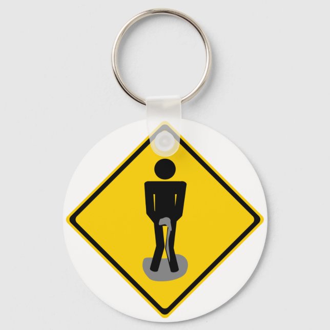 Pee Pants Road Sign Key Ring (Front)
