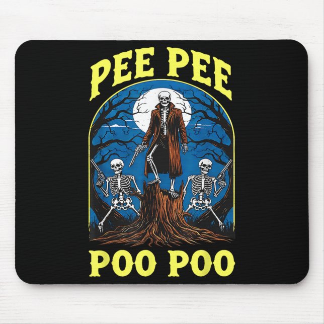 Pee Pee Poo Poo Cursed Gen Z Meme Funny Skeleton W Mouse Mat (Front)