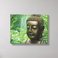 Peeaceful Buddha Statue in a Leafy Green Forest
