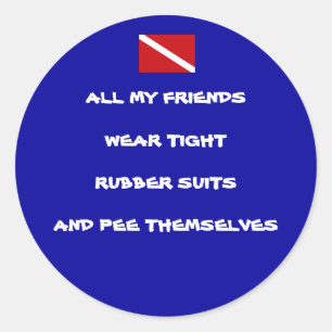 Peeing Diver Round Sticker #1