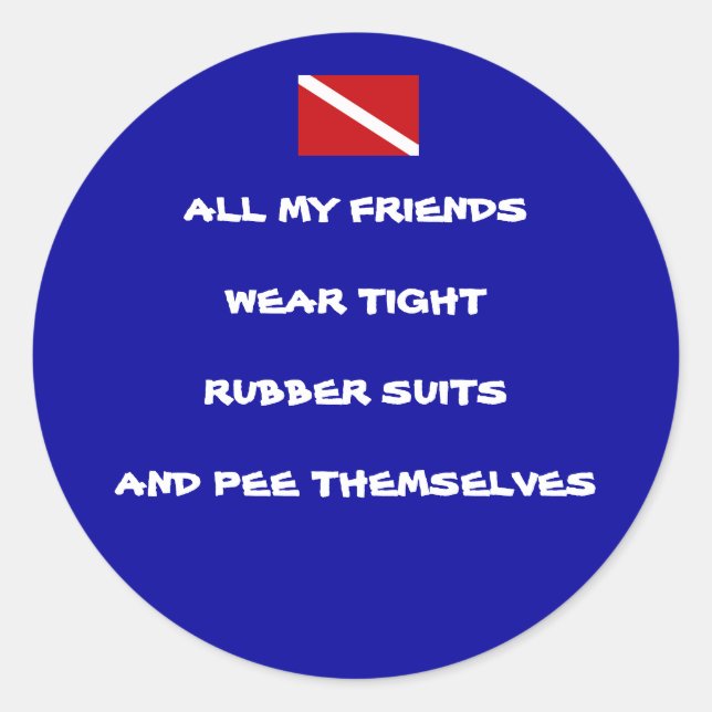 Peeing Diver Round Sticker #1 (Front)
